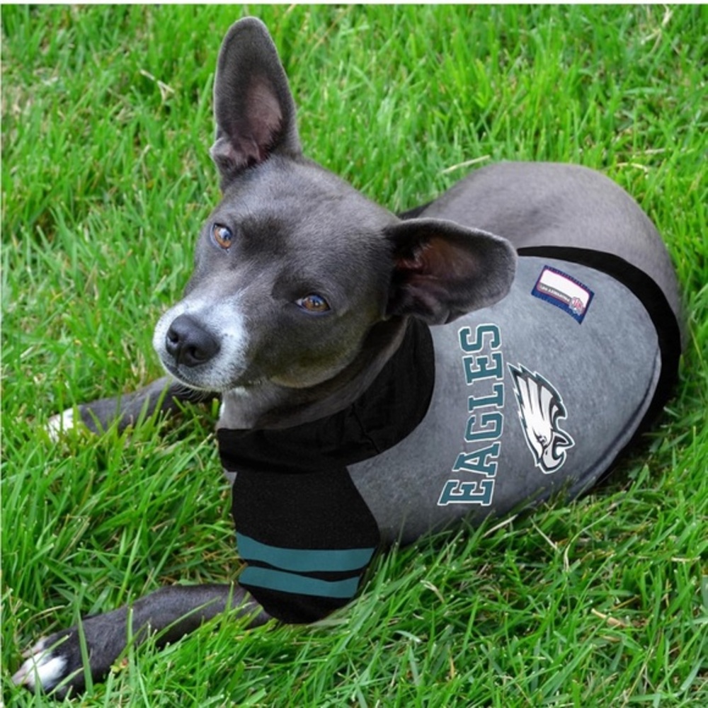 nwt Philadelphia Eagles NFL Pet Hoodie Dog T-Shirt in Heather Gray Size Large